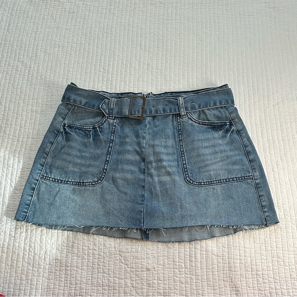 Rewash Blue Denim Mini Skirt With Belt Size 9